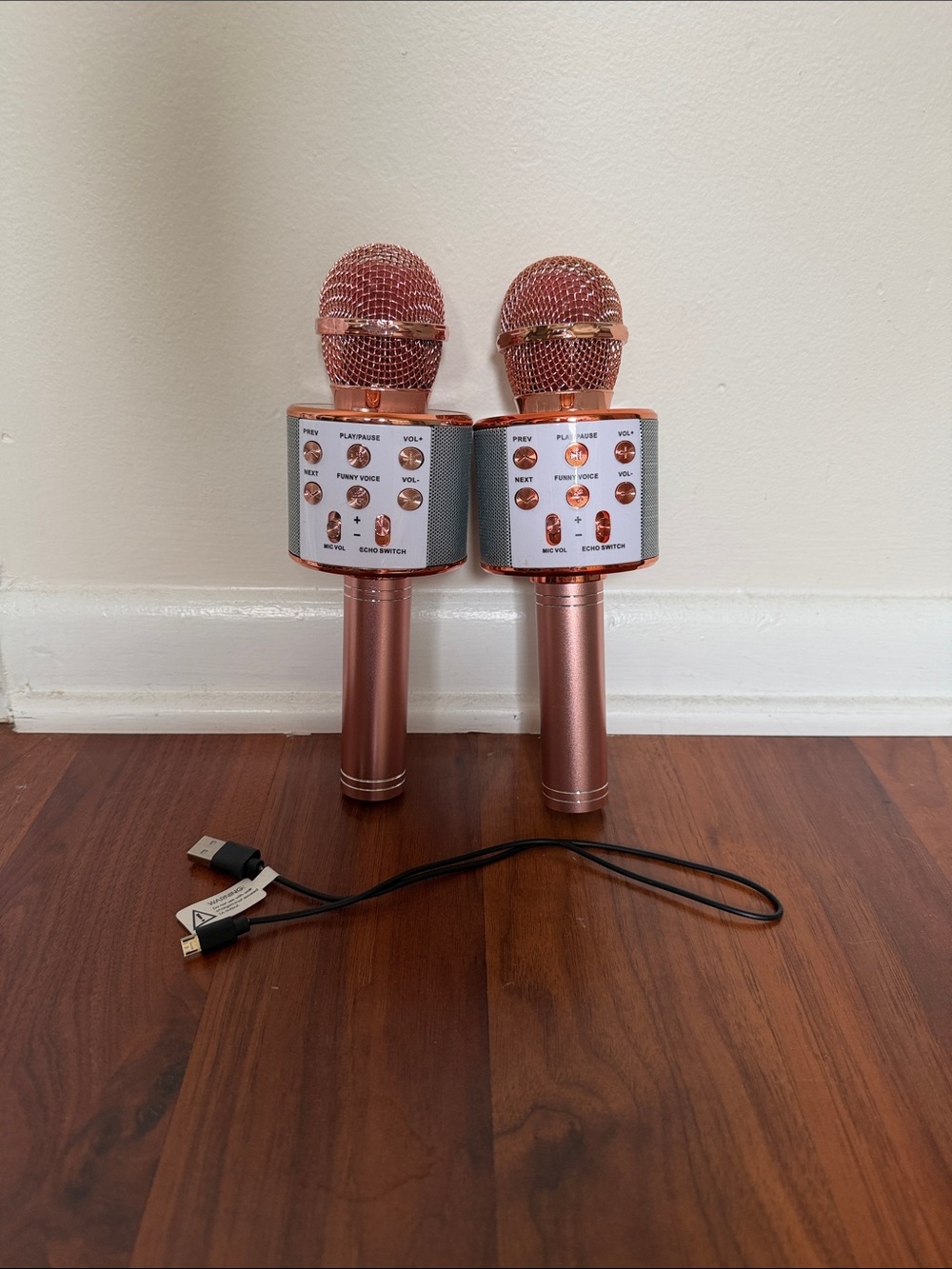 Wireless Bluetooth Karaoke Microphone - Rose Gold (Pair)